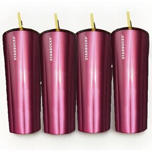 NEW Lot Of 4 Starbucks Summer 2023 Stainless Steel 24 Oz Petunia Pink Cold Cup